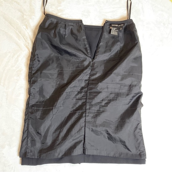 Black Kasper Midi Skirt with a front off center split - Picture 6 of 7